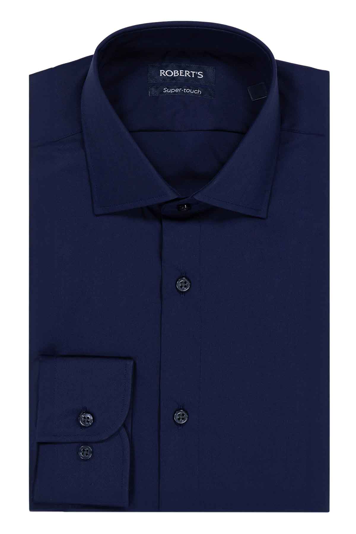 Camisa Sport Roberts Super Touch Color Azul Marino Slim Fit
