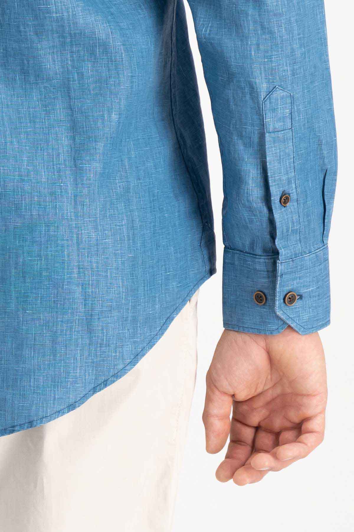 Camisa Paper Touch Calderoni Color Turquesa Slim Fit