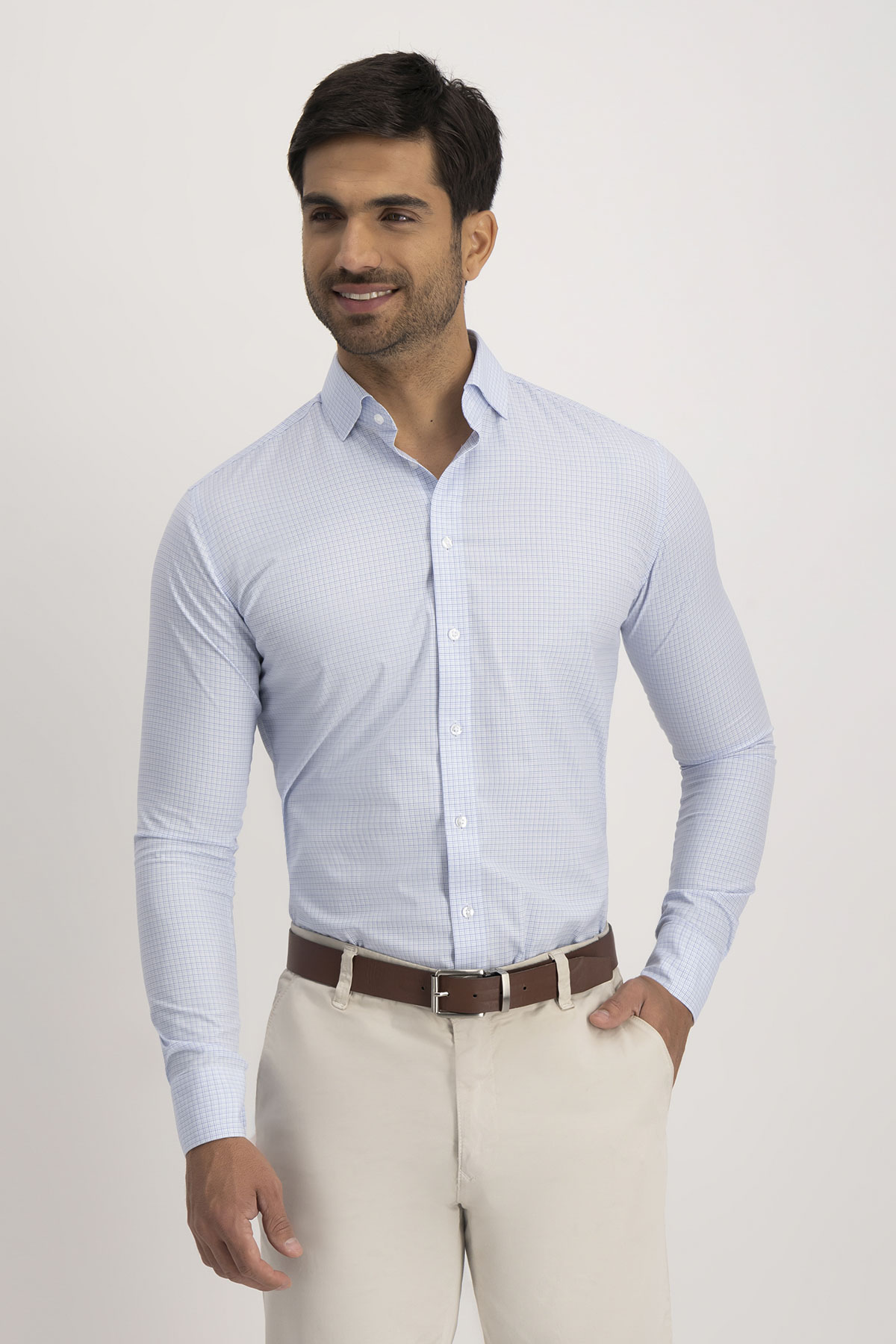 Camisa Formal NON IRON Calderoni Azul Contemporary Fit