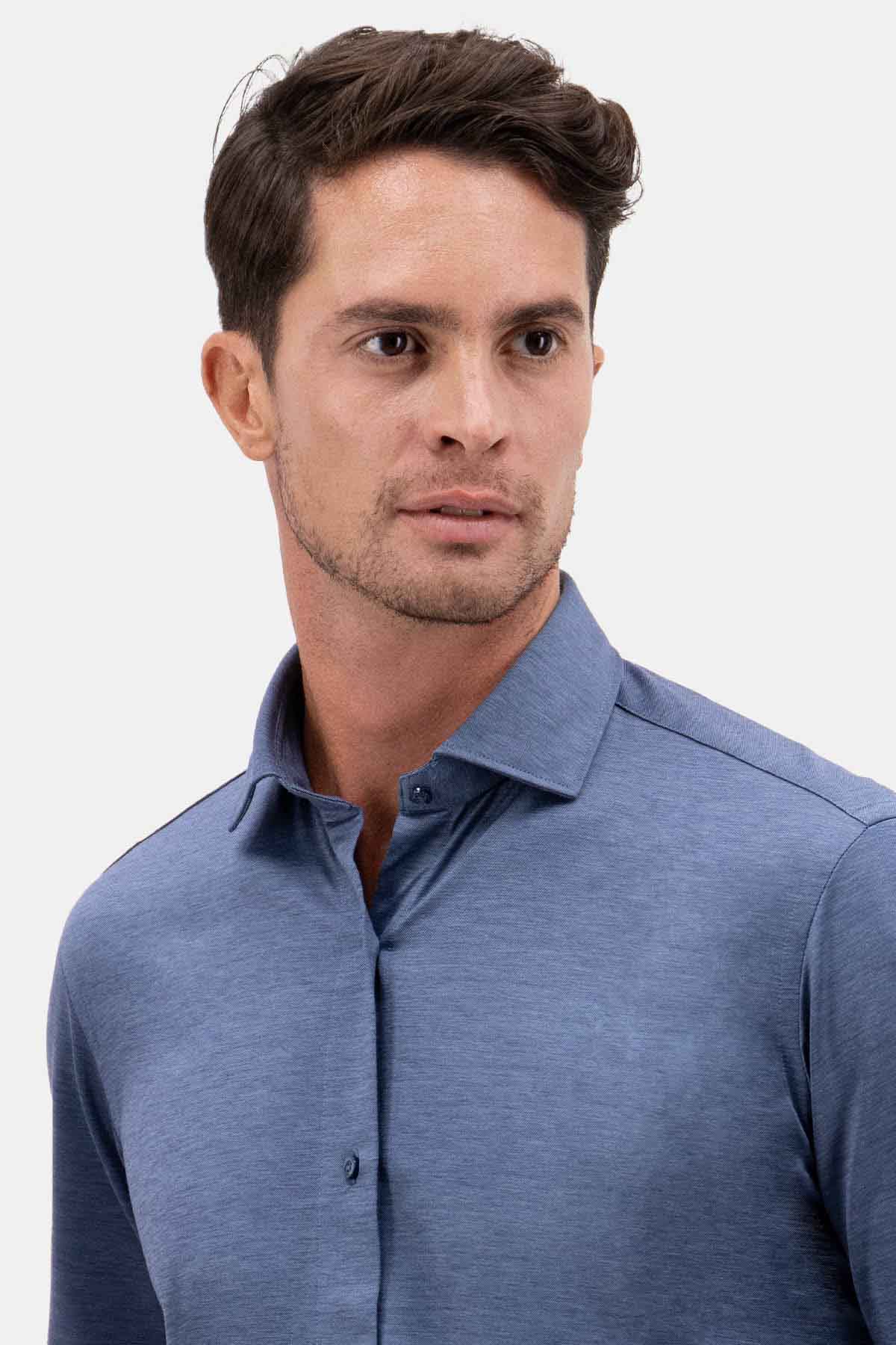 Camisa Knit Calderoni Roberts Contemporary Fit Color Azul