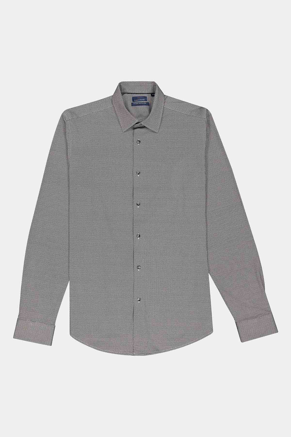 Camisa Knit Mercerized Cotton Calderoni Verde Slim Fit