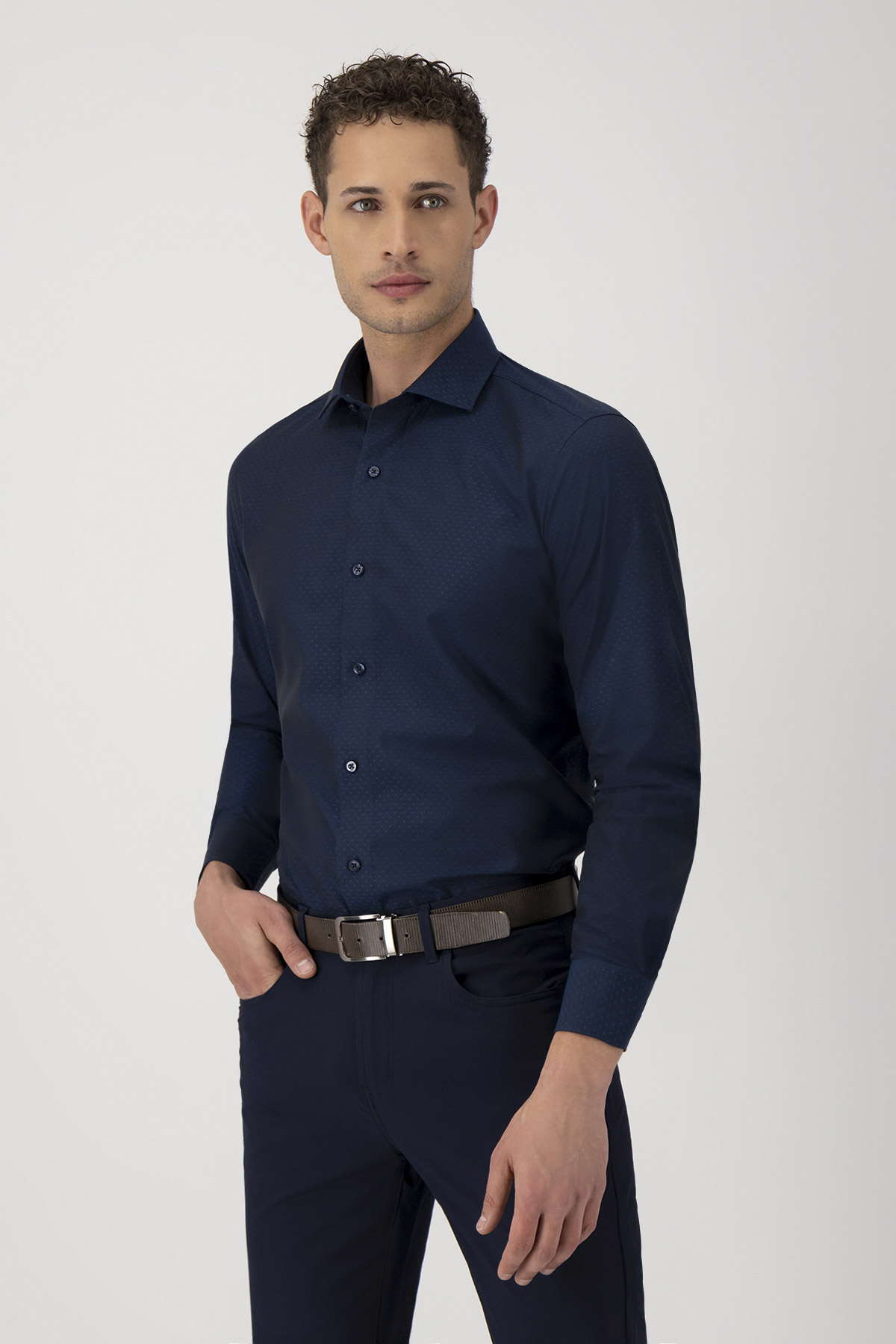 Camisa Formal Incanto Notturno Contemporary Fit Azul Marino