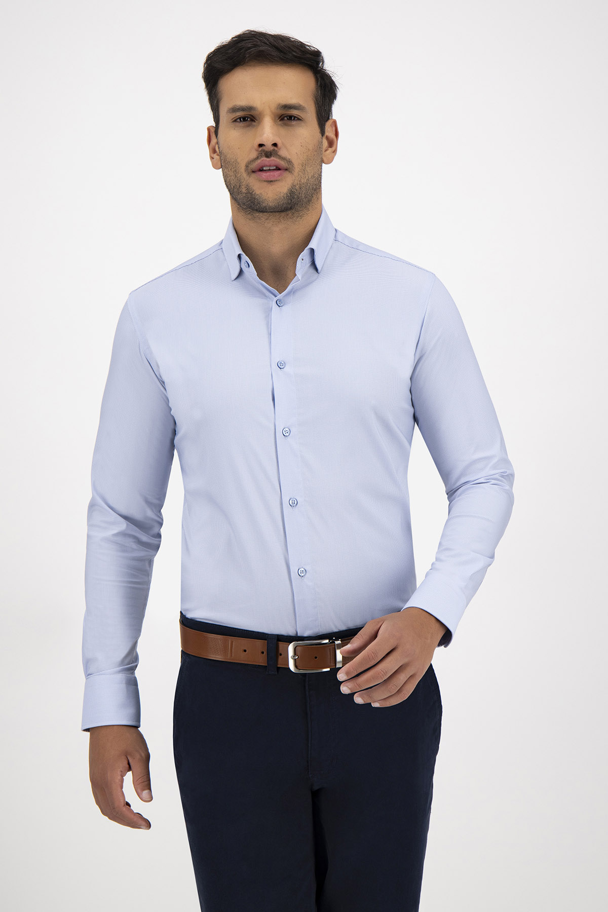 Camisa Vestir Calderoni Regular Fit Azul