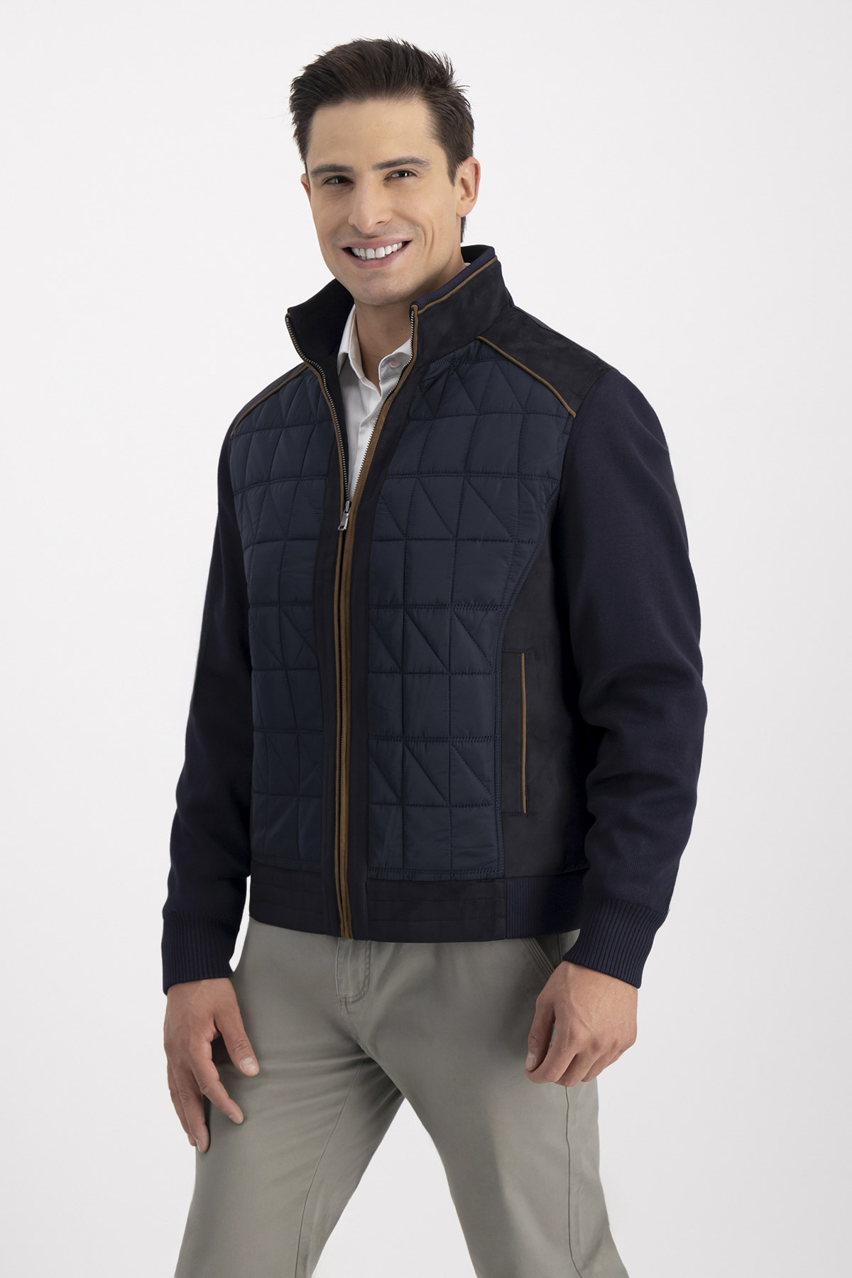 Chamarra KNIT JACKET Azul Acero Roberts Contemporary Fit