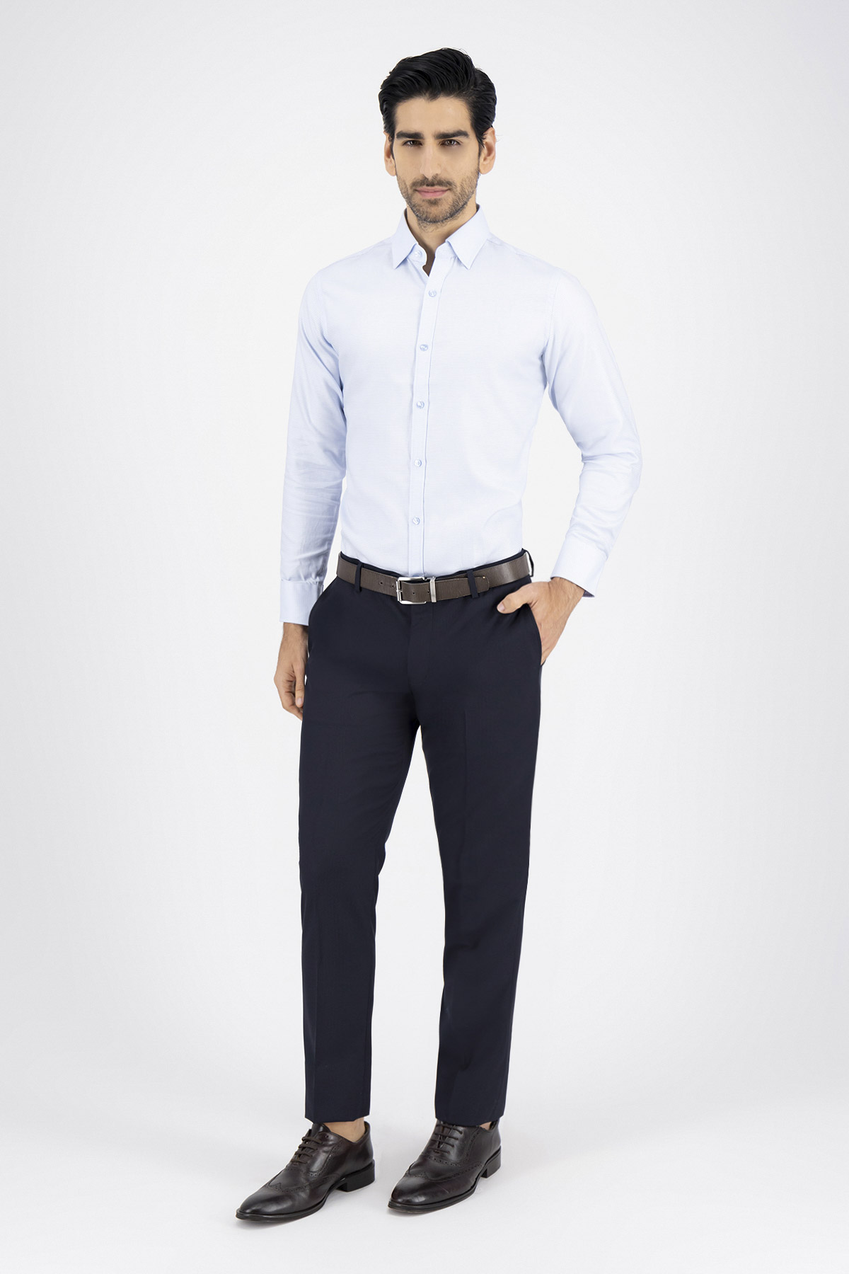 Camisa Formal Easy Care Slim Fit Azul Claro