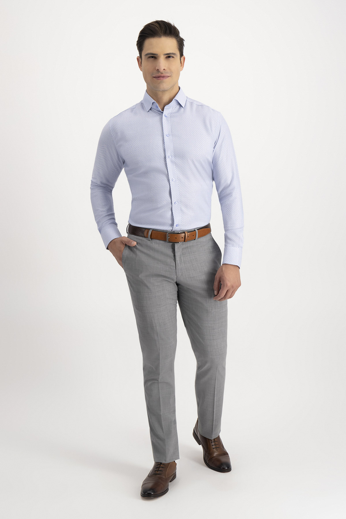 Camisa Formal Silk Protein Contemporary Fit Blanco