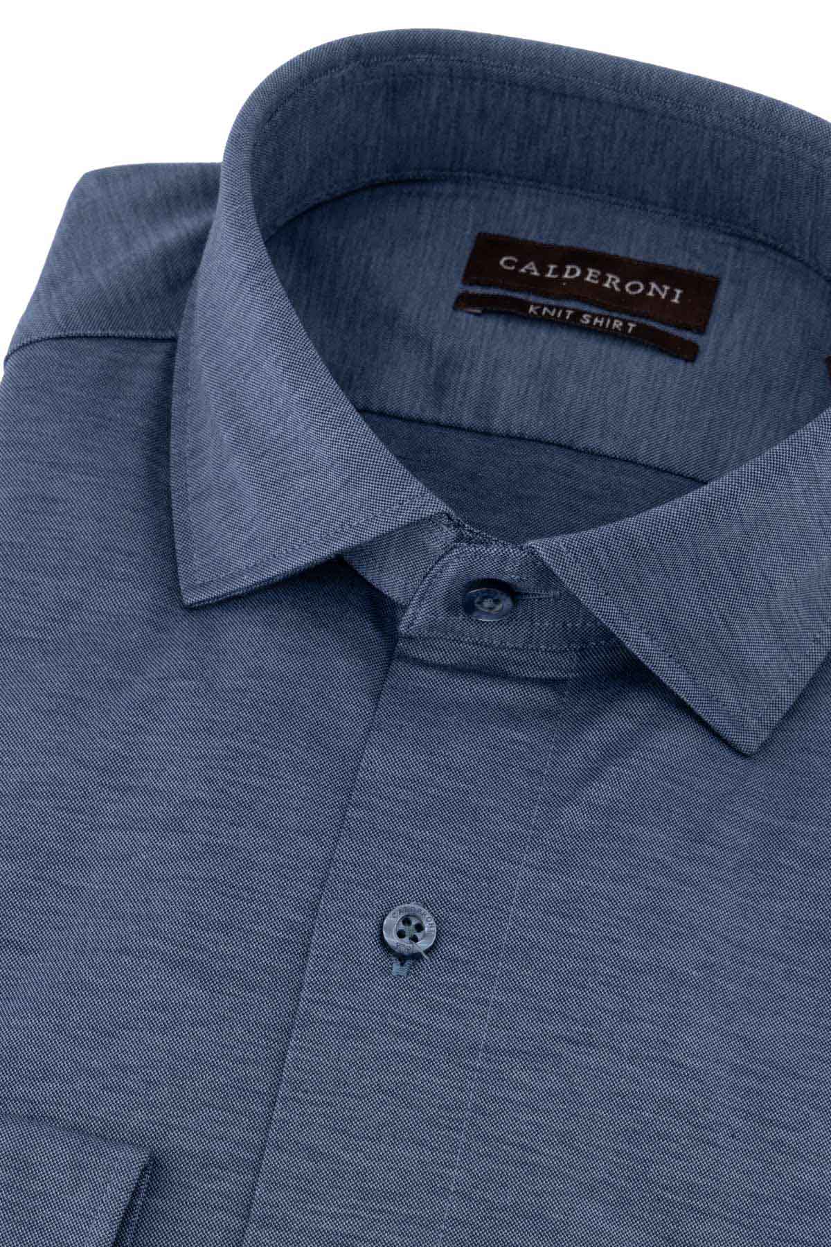 Camisa Knit Calderoni Roberts Contemporary Fit Color Azul