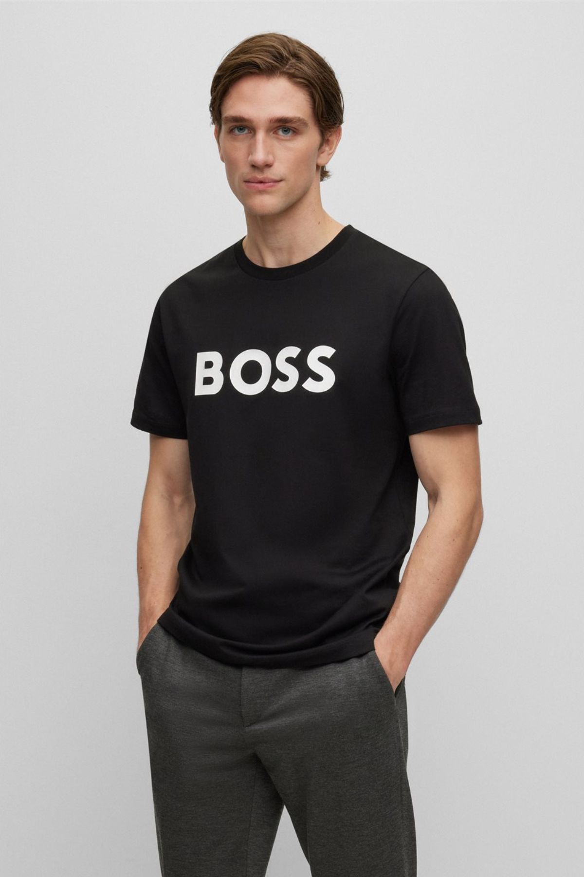 Playera Boss Casual Negra Regular fit