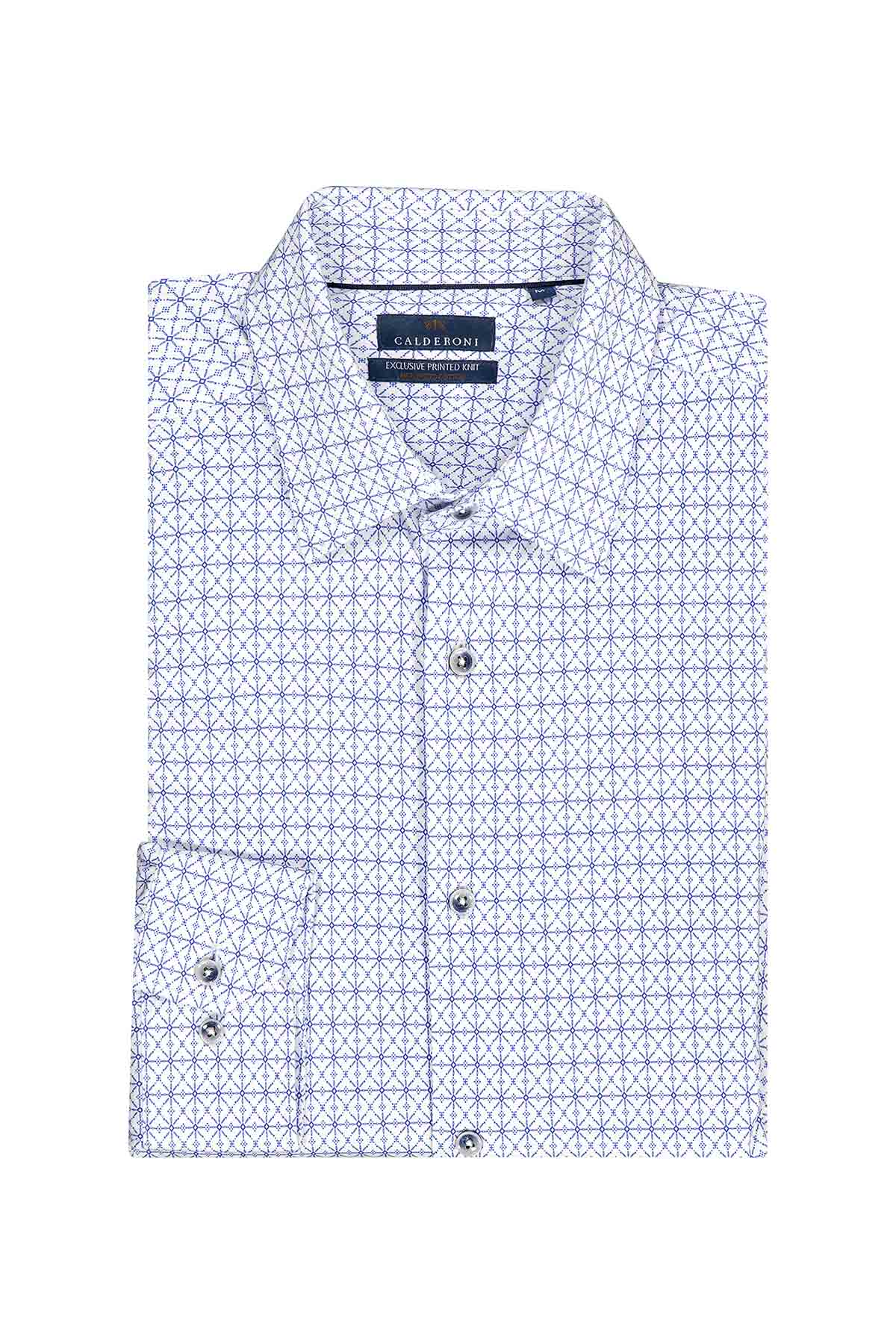 Camisa Knit Calderoni Color Blanco Slim Fit