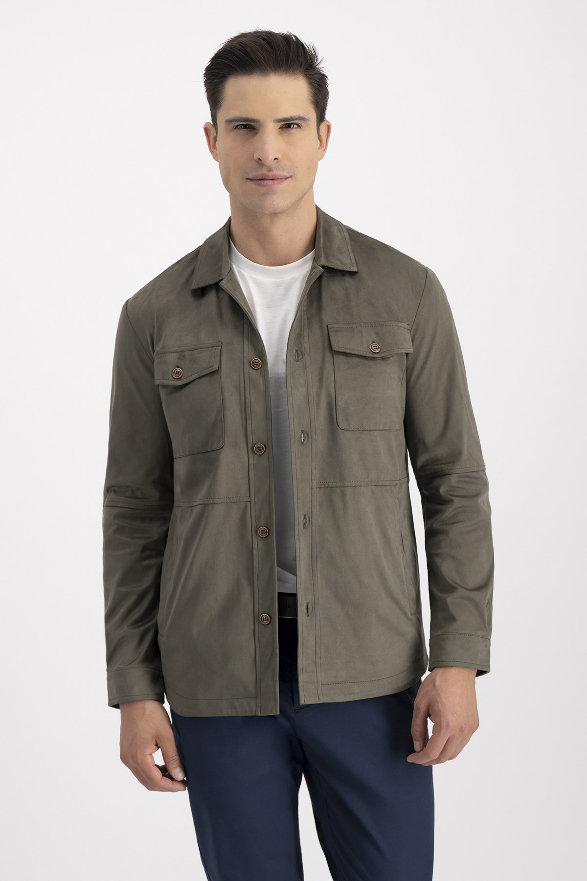 Sobrecamisa SUEDE TOUCH Verde Roberts Contemporary Fit