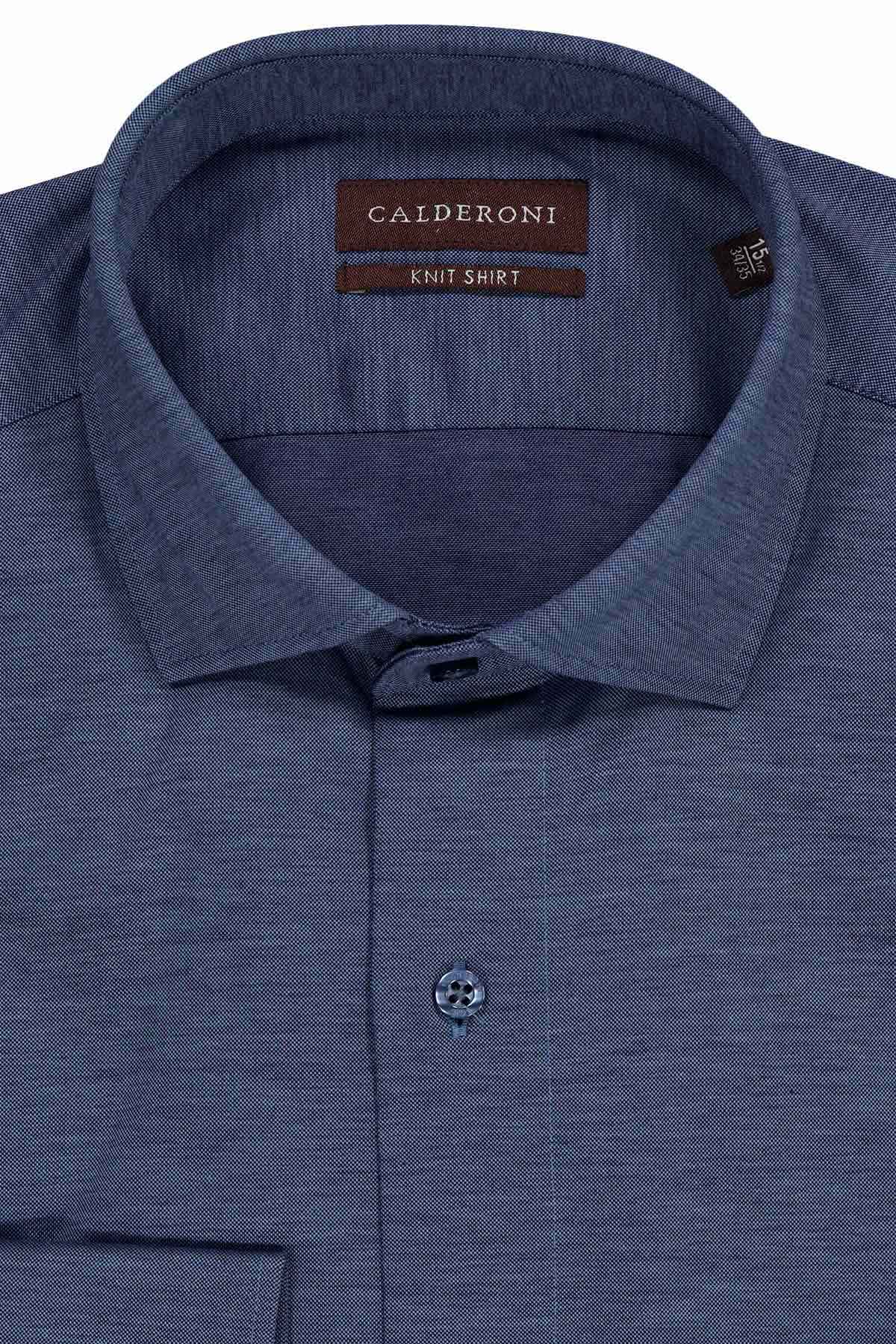 Camisa Knit Calderoni Roberts Contemporary Fit Color Azul