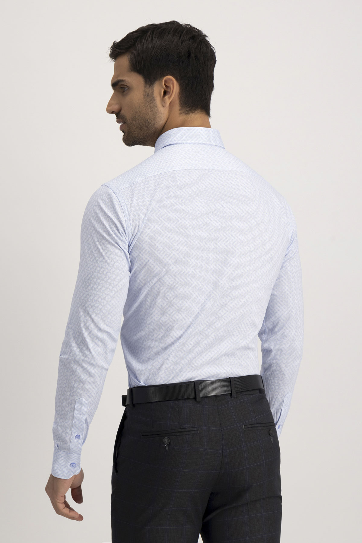 Camisa Formal Knit Calderoni Azul Contemporary Fit