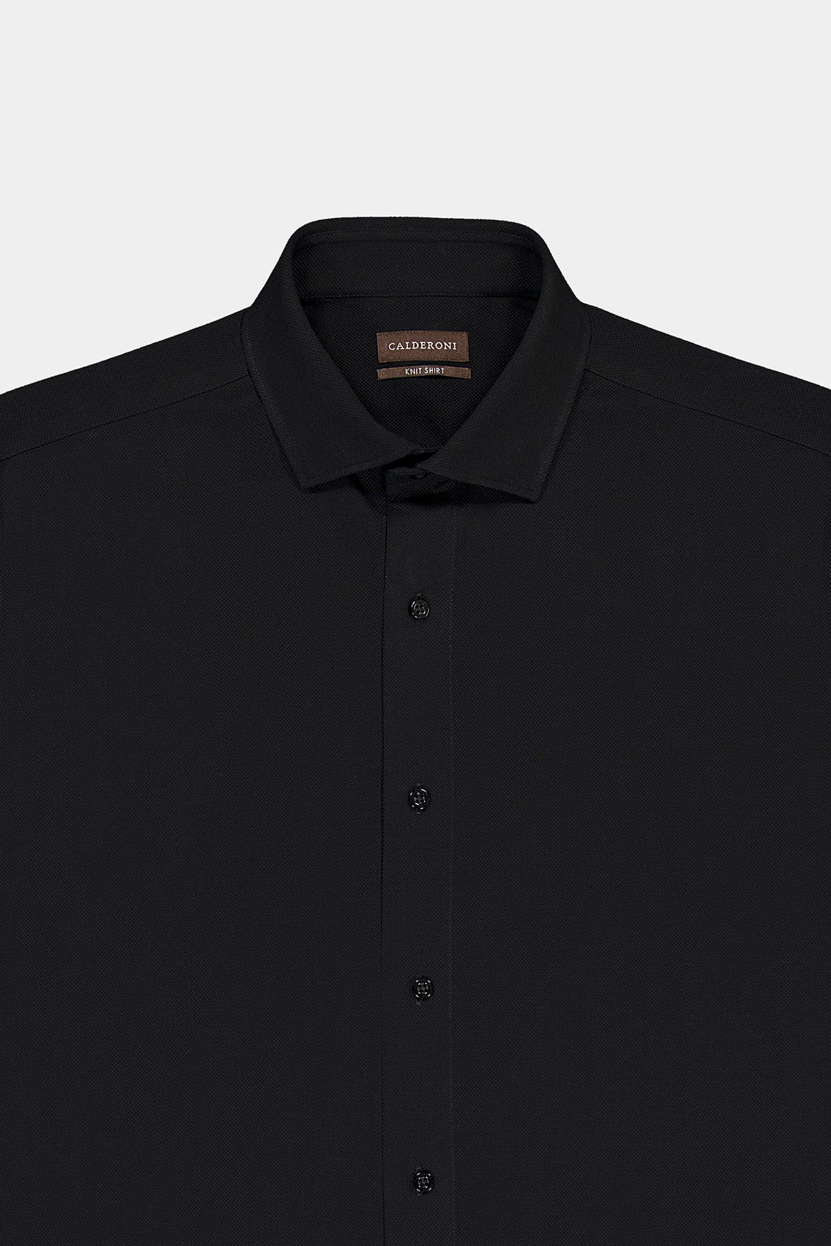 Camisa Vestir Knit Calderoni Negro Regular Fit