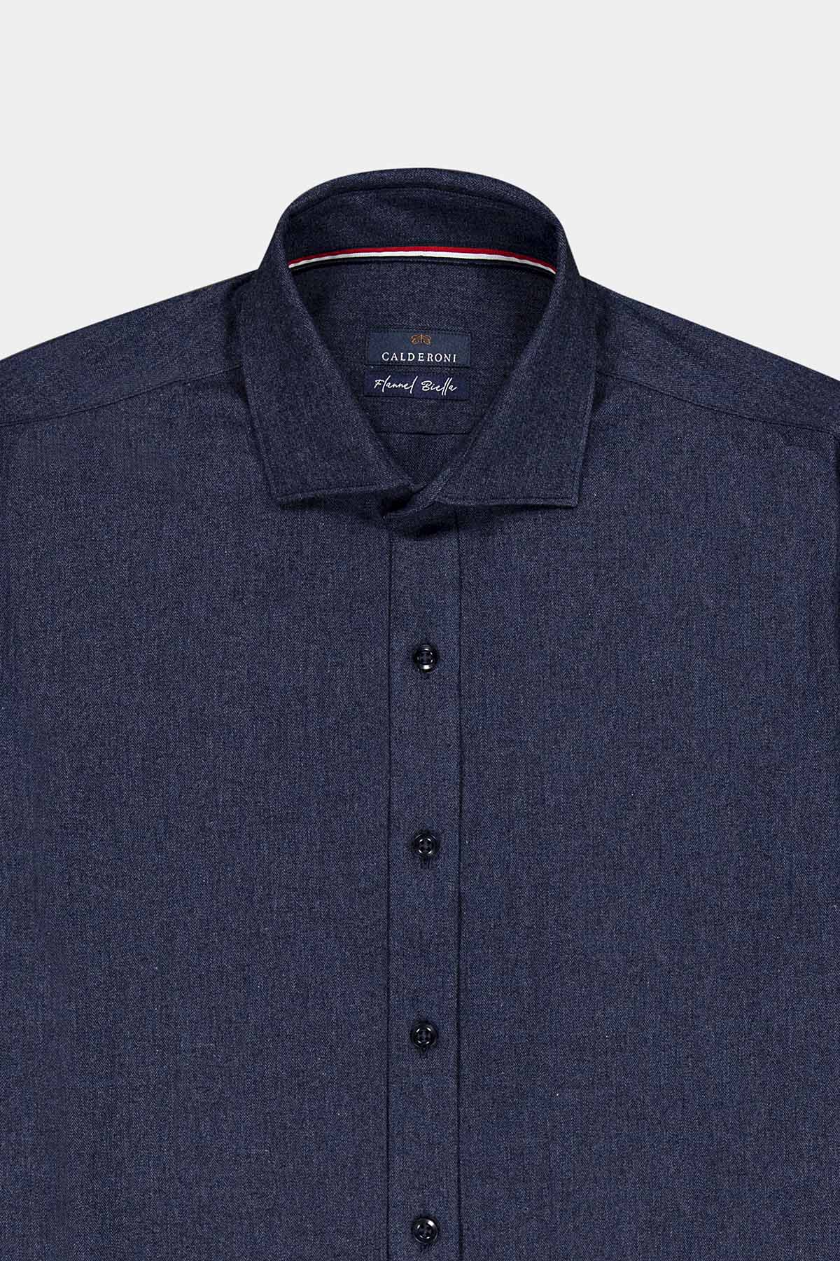 Camisa Casual Calderoni Color Azul Marino Regular Fit