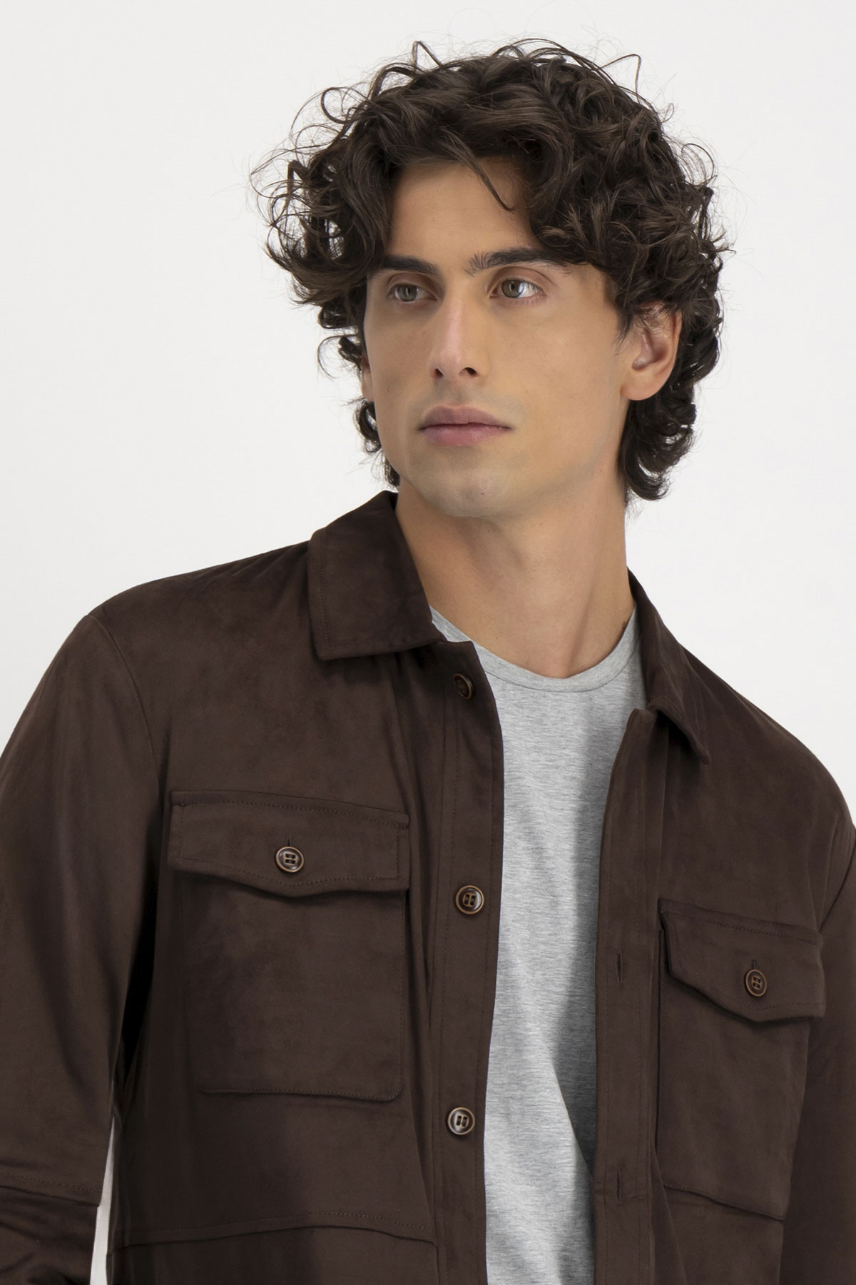 Sobrecamisa SUEDE TOUCH Café Canela Roberts Contemporary Fit