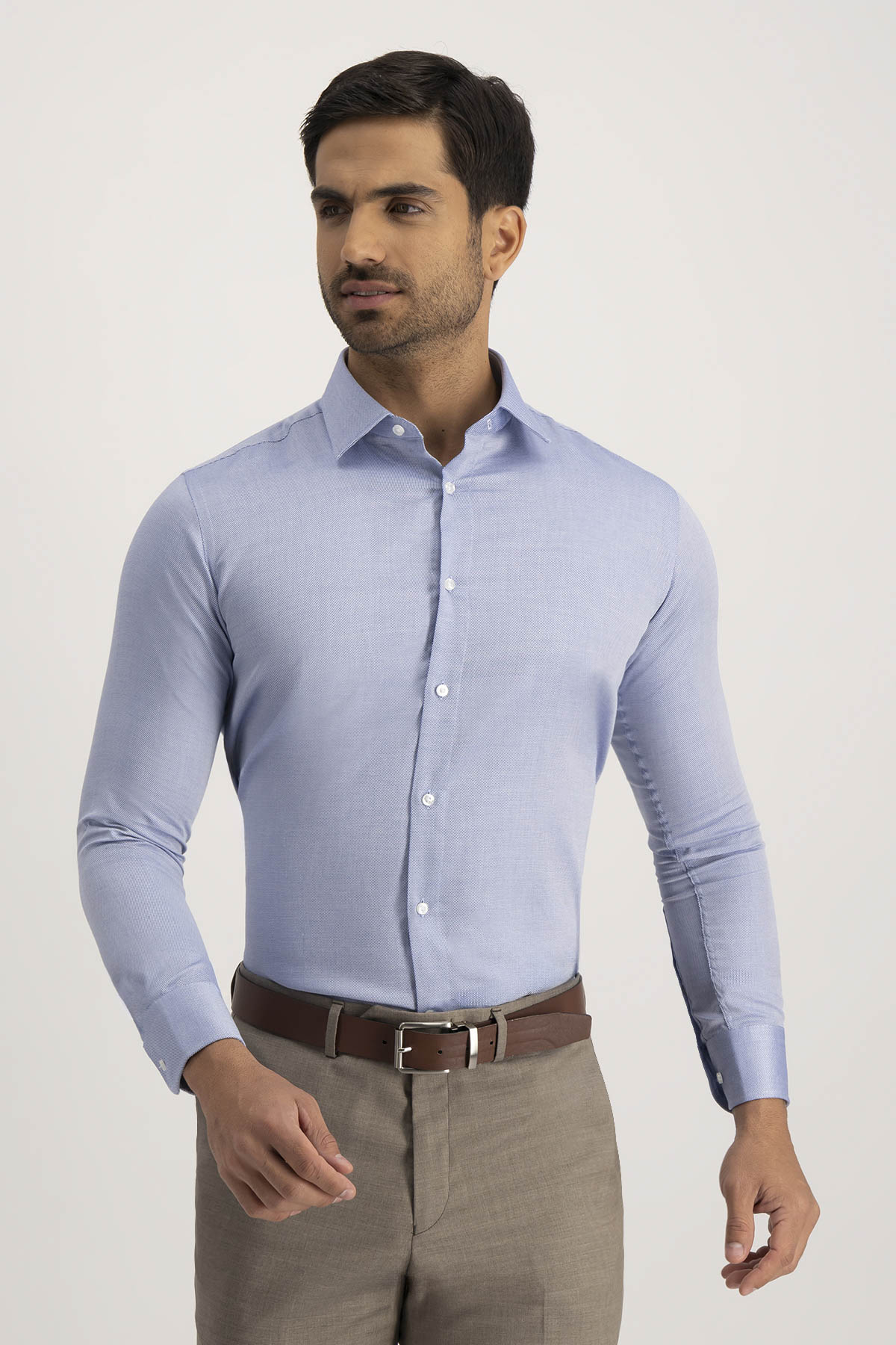 Camisa Formal Roberts Easy Care Azul Cobalto Contemporary Fit