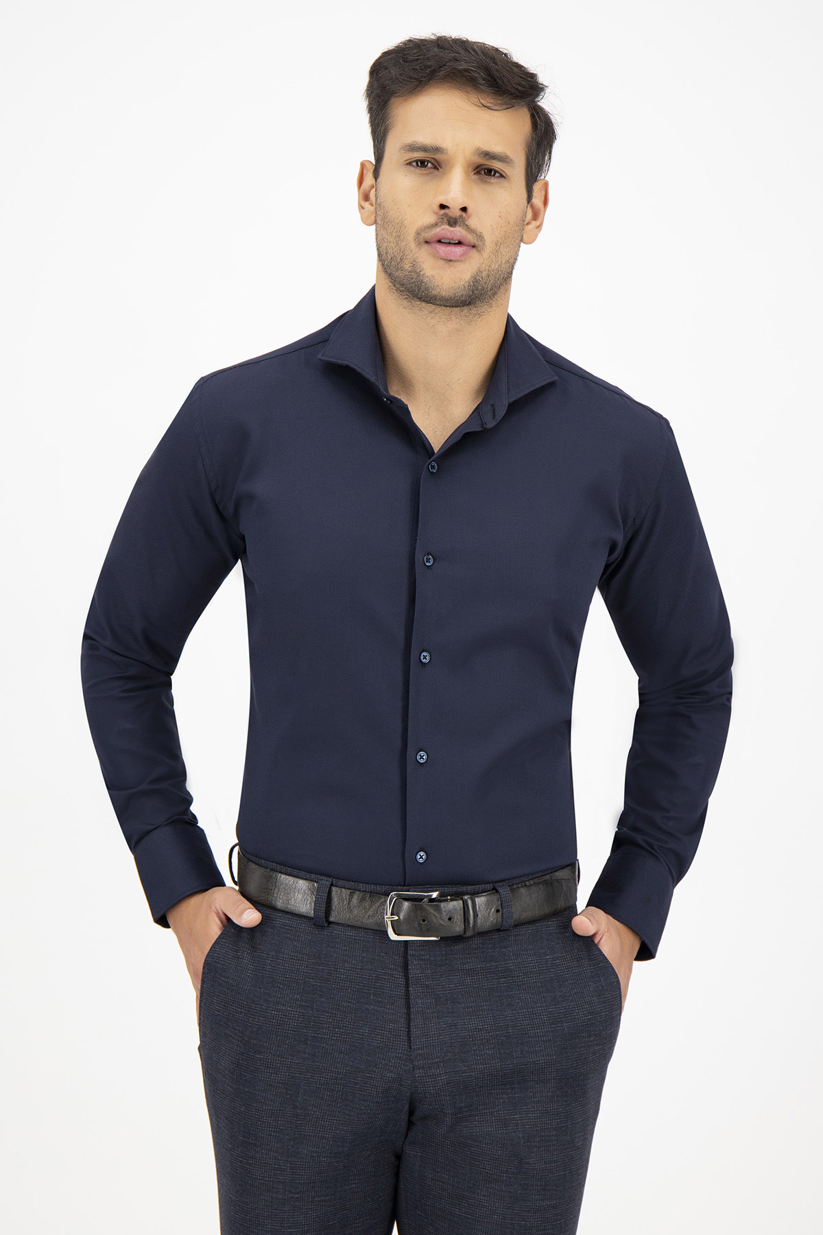 Camisa Vestir COMFORT COTTON Roberts Red Azul Marino Slim Fit