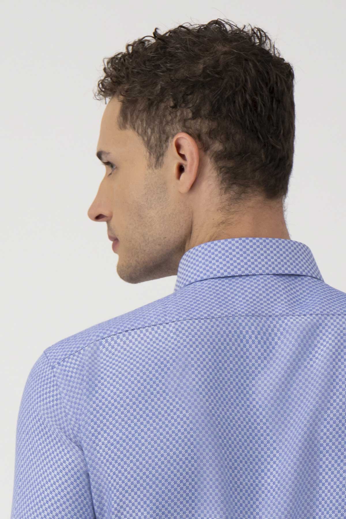 Camisa Formal Silk Protein Contemporary Fit Azul