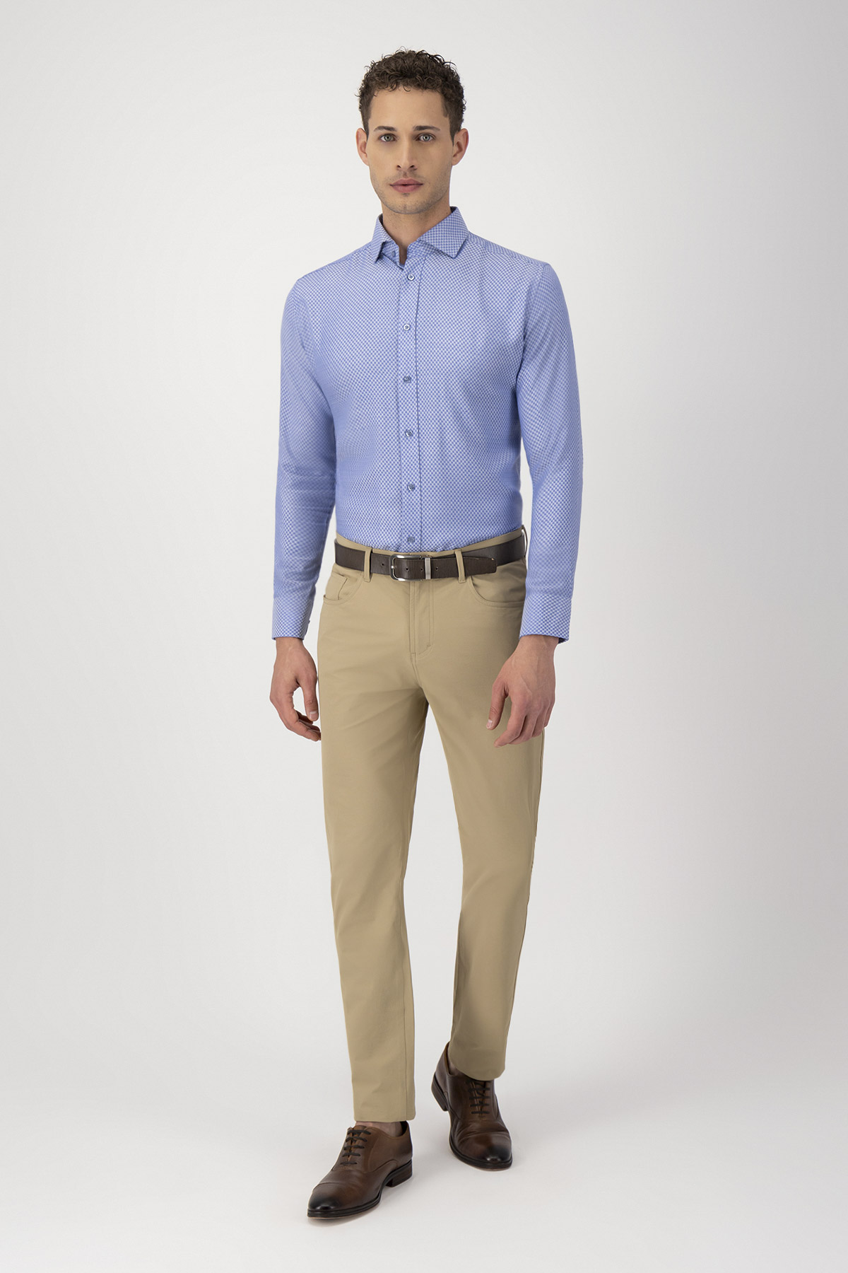 Camisa Formal Silk Protein Contemporary Fit Azul