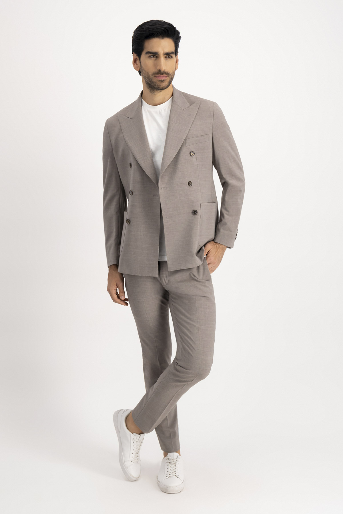 Traje Slim Fit Beige Claro