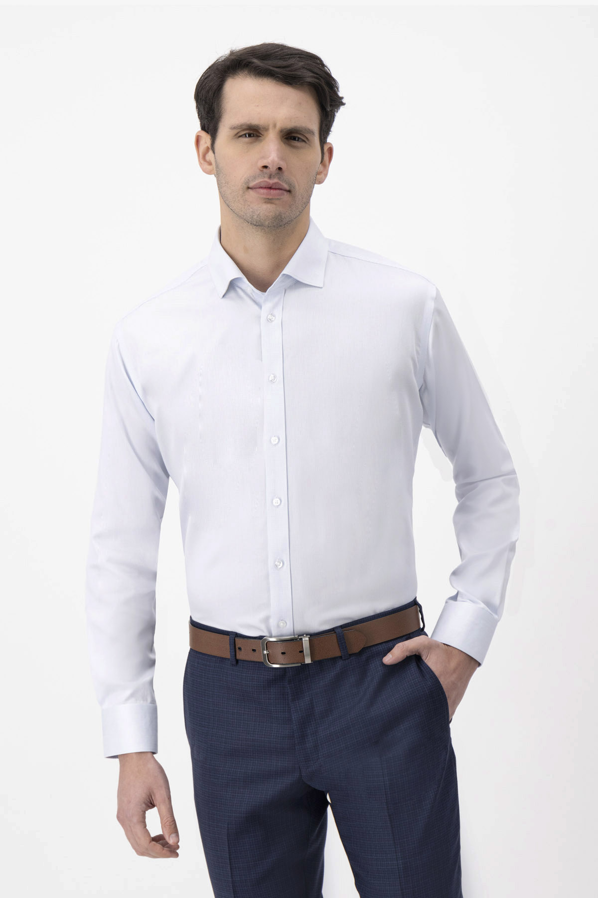 Camisa Formal NON IRON Calderoni Azul Contemporary Fit