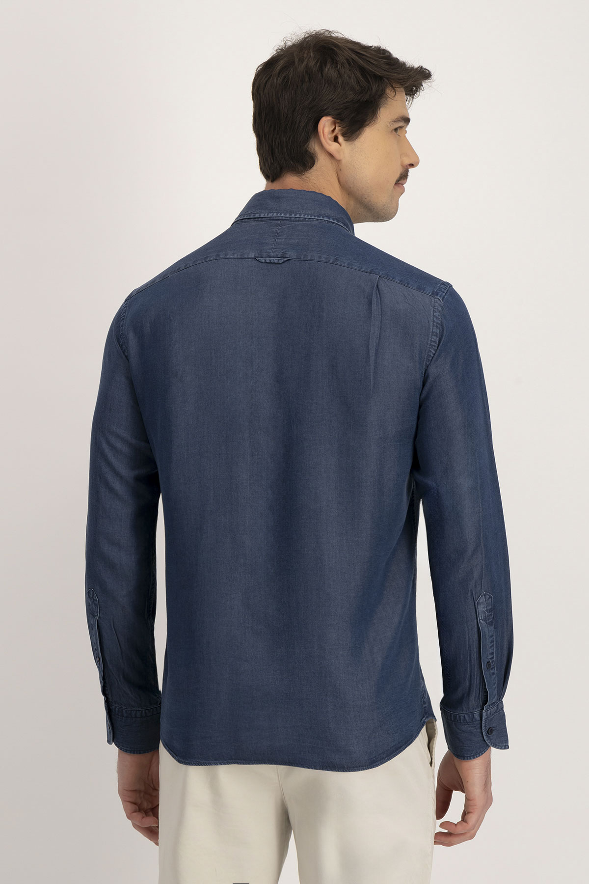 Camisa Casual DENIM TENCEL Calderoni Azul Marino Contemporary Fit