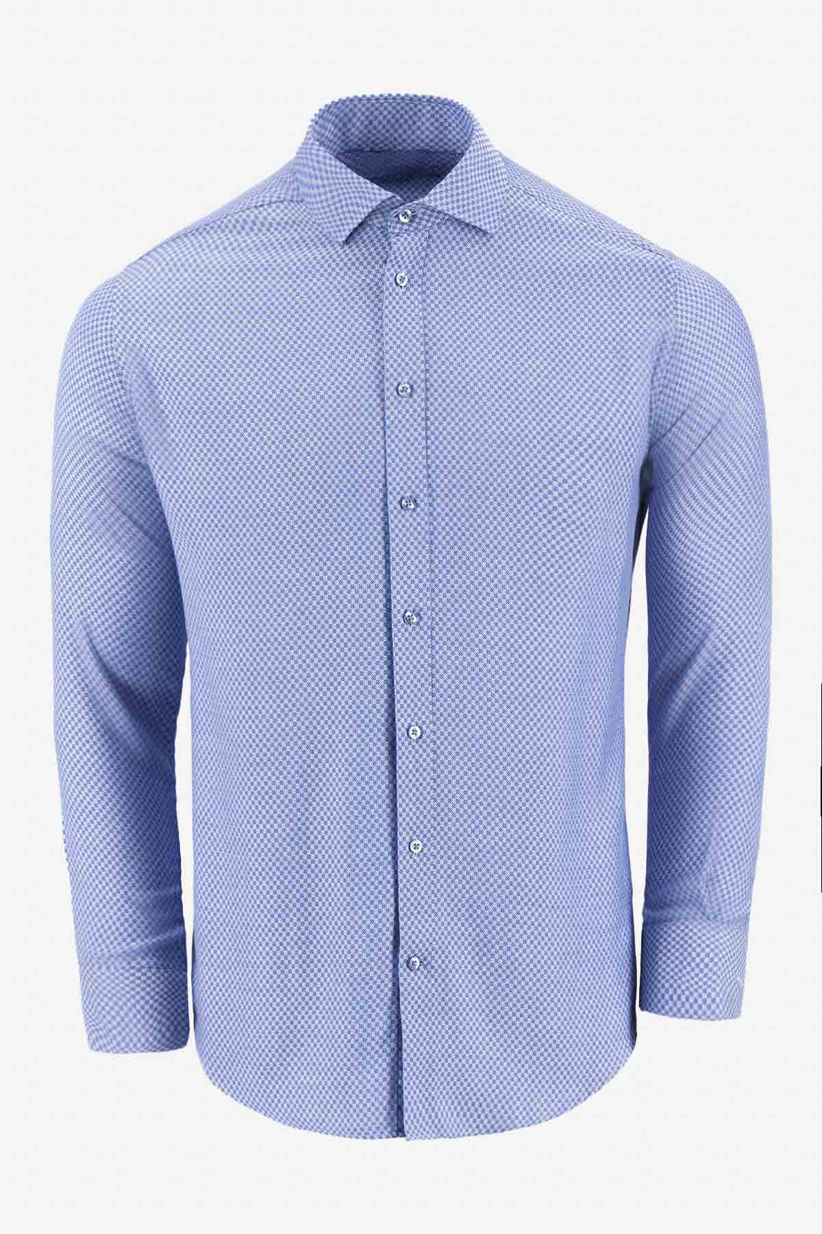 Camisa Formal Silk Protein Contemporary Fit Azul