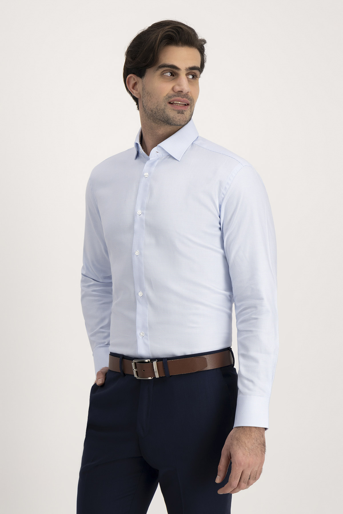 Camisa Formal Roberts Easy Care Azul Slim Fit