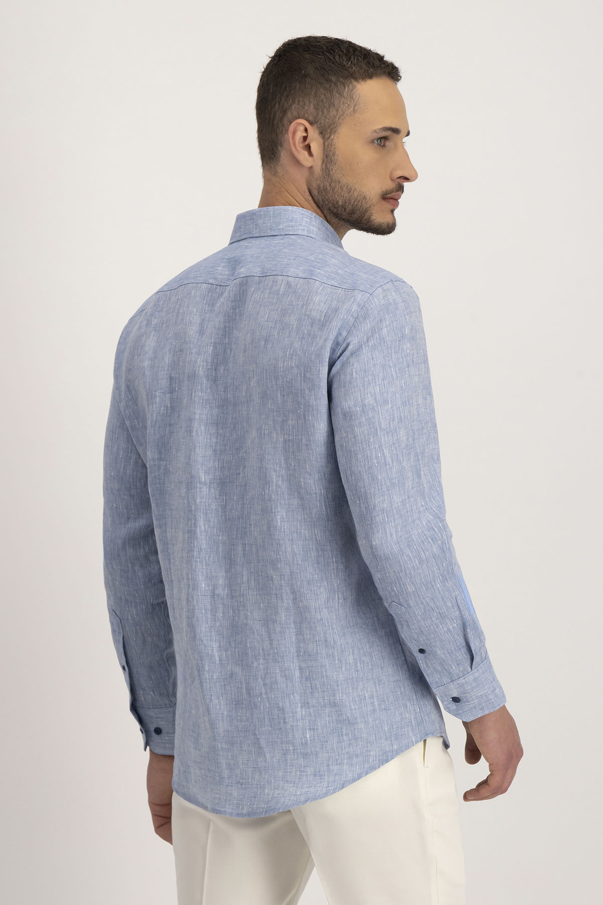 Camisa Casual LINEN Roberts Azul Rey Slim Fit