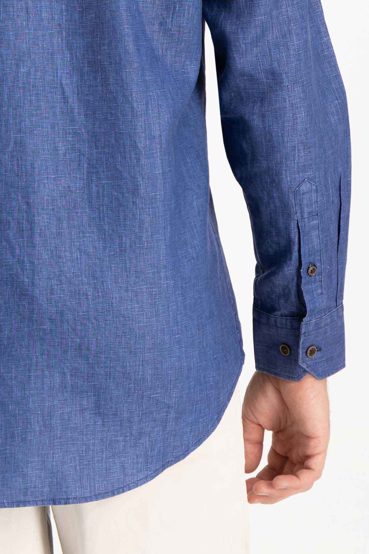 Camisa Paper Touch Azul Navy Slim Fit