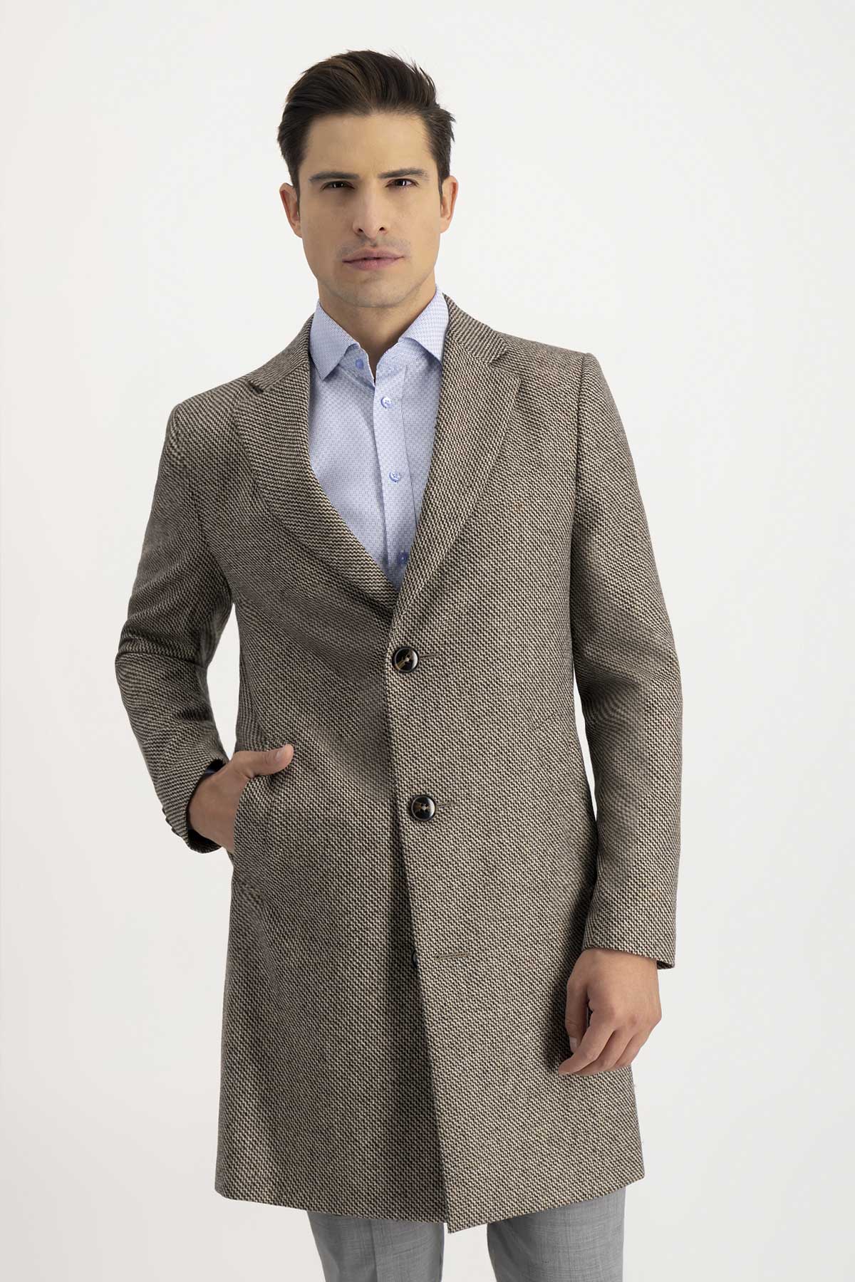 Abrigo Slim Fit Beige