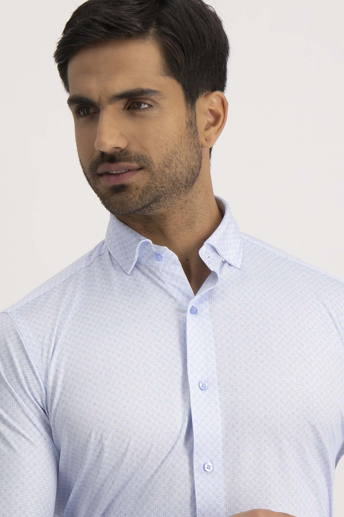 Camisa Formal Knit Calderoni Azul Contemporary Fit